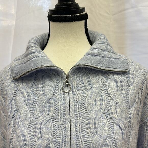 Sincerely Jules Cozy Light Blue Sweater Quarter Zip Cropped Length - Picture 4 of 10